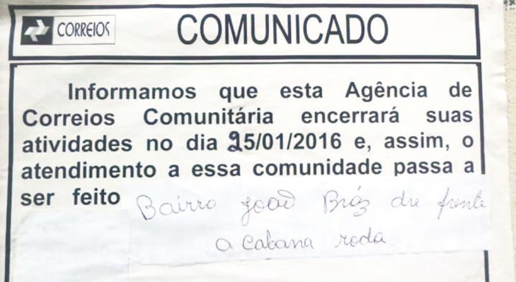 Agência dos Correios da Barrinha é fechada