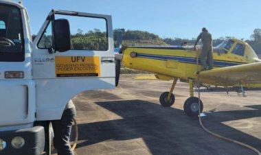 Operação no aeroporto de Viçosa reforça combate a incêndio na Serra do Brigadeiro