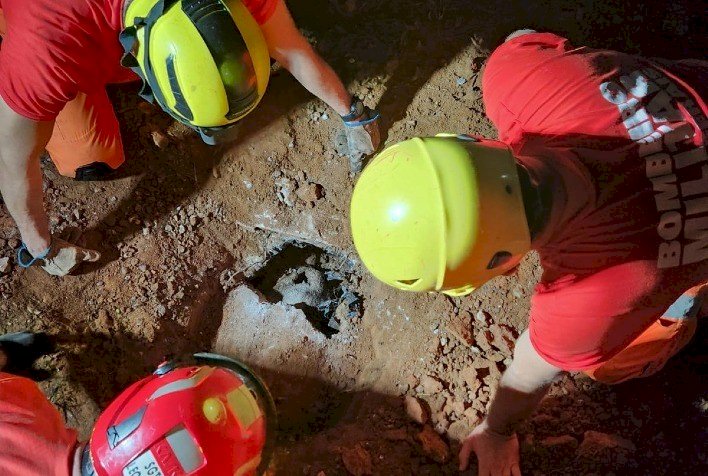 Bombeiros resgatam cadela e filhotes presos em manilha após soterramento em Ponte Nova