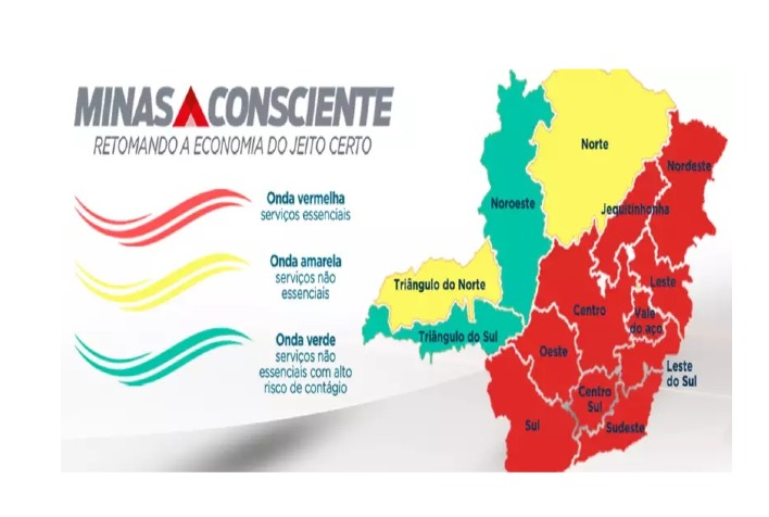 Em Minas Gerais, 10 regiões permanecem na onda vermelha do Minas Consciente