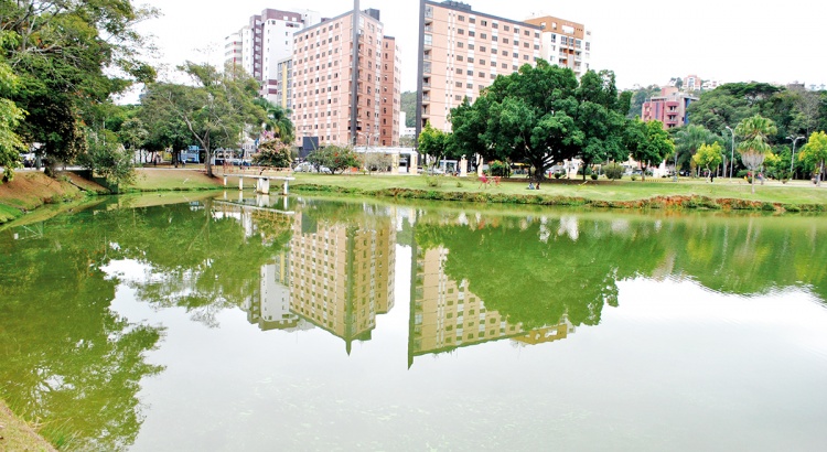 Algas tóxicas tingem de verde a lagoa da UFV