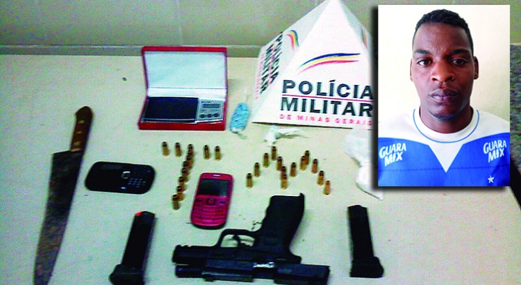 Drogas e pistola de uso restrito são apreendidas pela Polícia Militar